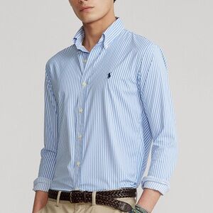 Polo Ralph Lauren men's long sleeve button down shirt blue white striped 17-34